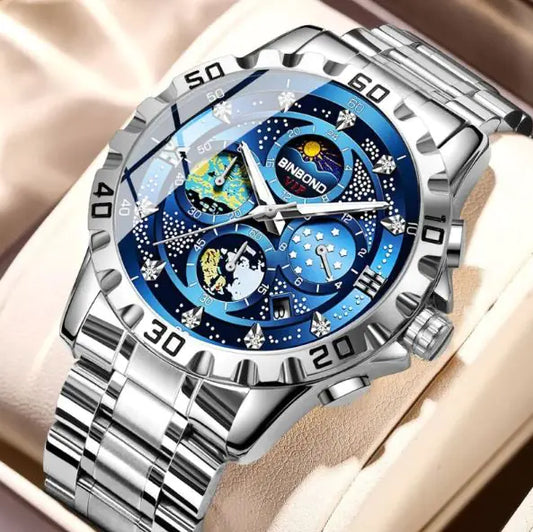 Quartz Watch Business Watch Waterproof Small Three-pin White Steel Blue Face Filorex